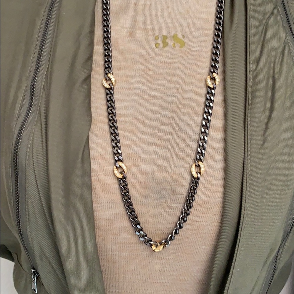 Stella & Dot Hematite Curb Link Chain Necklace-NWT